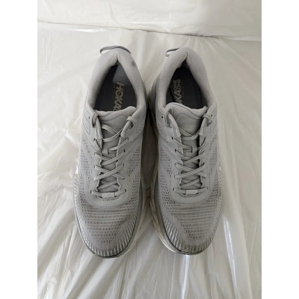 HOKA ONE ONE Bondi 7 Gray Running Shoes Men’s Size 14 Athletic Sneakers